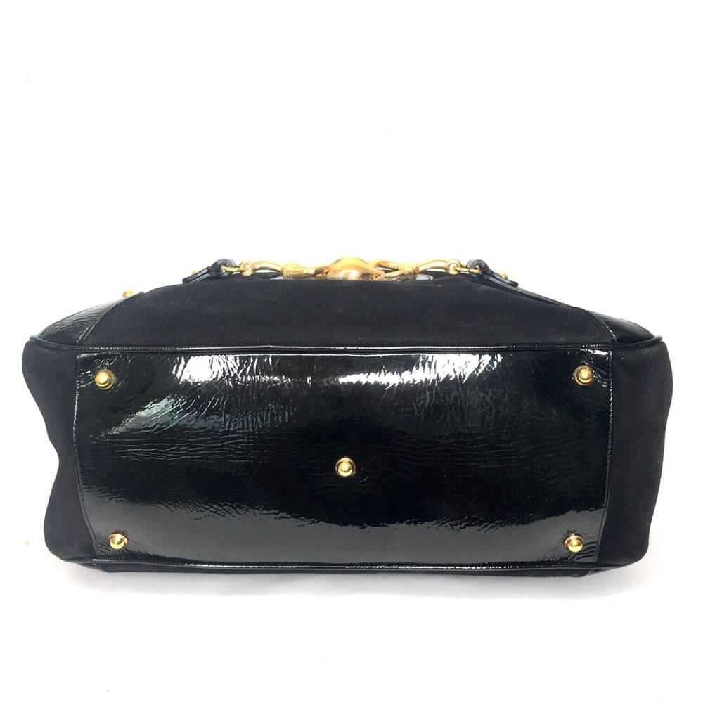 Gucci Black Suede Shoulder Bag with Gold Hardware - Picture 4 of 16
